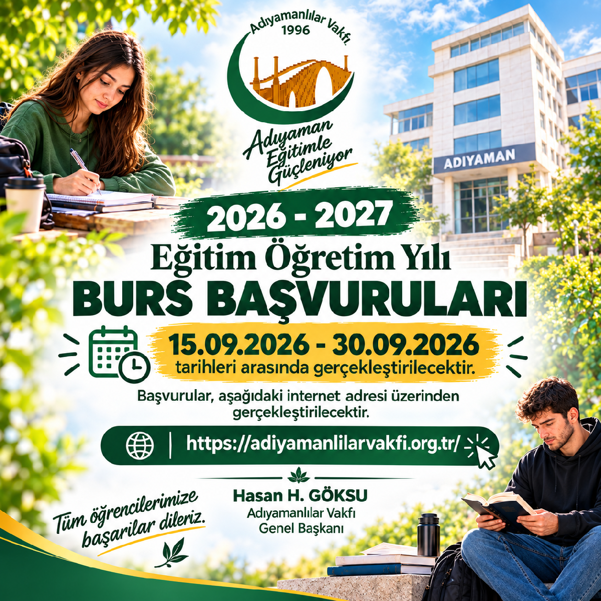 GELECEĞE YATIRIM, EĞİTİME DESTEK!  Burs başvurularımız başlamıştır.